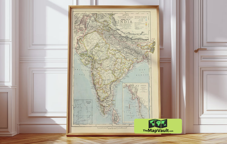 India - Antique Map - 1883 British Colonial Map - Vintage Cartography Print
