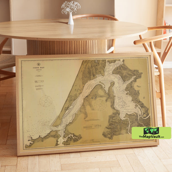 Coos Bay Oregon- 1912 Nautical Chart Print