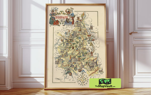 Champagne Region 1885 Print – A Refined Vintage Map for Celebrating French Viticultural Heritage