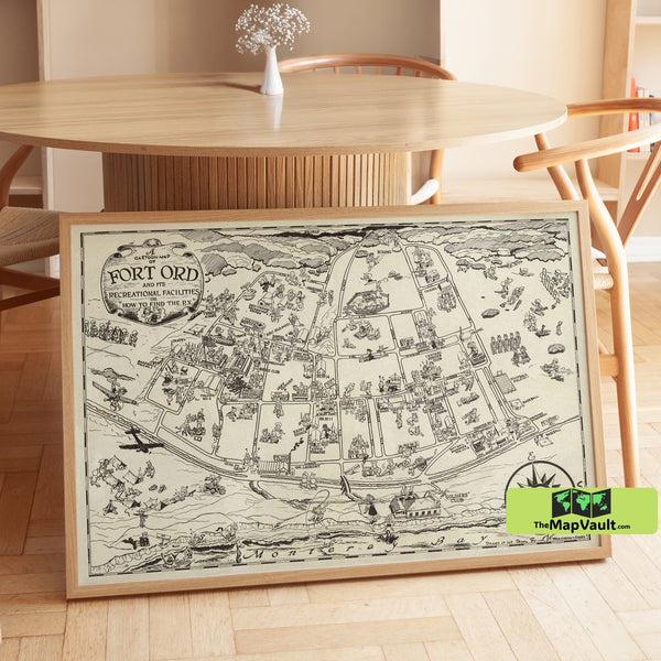 Fort Ord Military Base Map - Vintage Army Camp Poster, Historic Fort Ord California Map, Military Memorabilia Print
