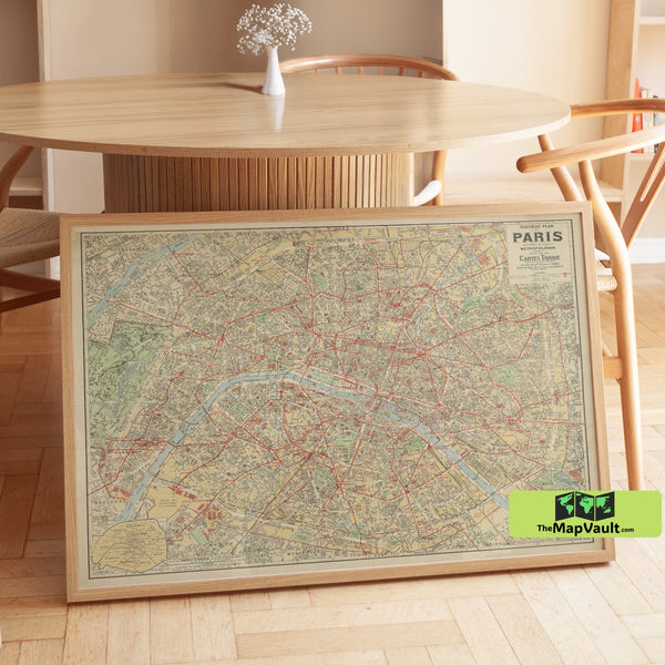 Detailed Map of Paris - Metro, RER Lines, Streets, and Principal Buildings of the French Capital