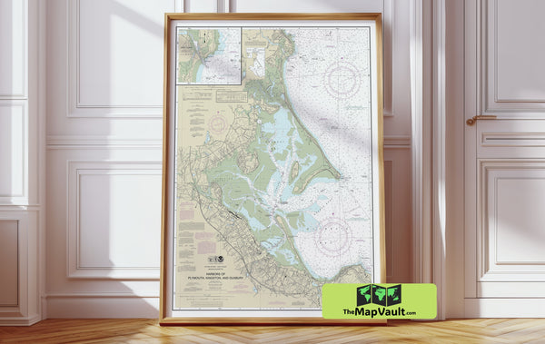 Duxbury & Plymouth Harbors 1988 Print – A New England Coastal Map for Massachusetts History Enthusiasts
