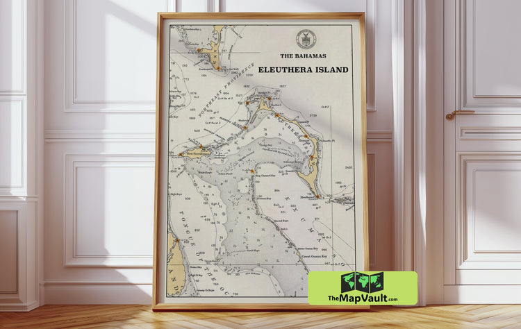 Eleuthera Island 1933 Print - A Classic Bahamian Nautical Map for Tropical Exploration Lovers