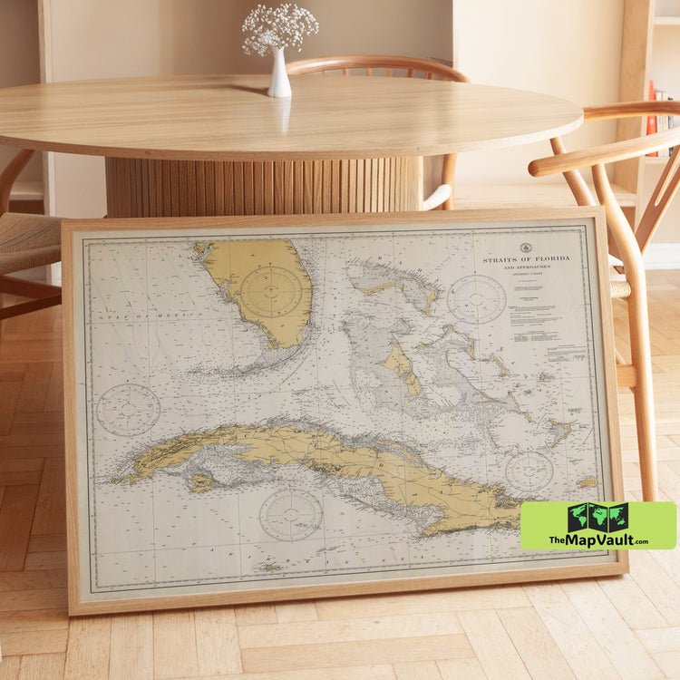 Straits of Florida & Approaches & Cuba - 1933 Nautical Chart Print
