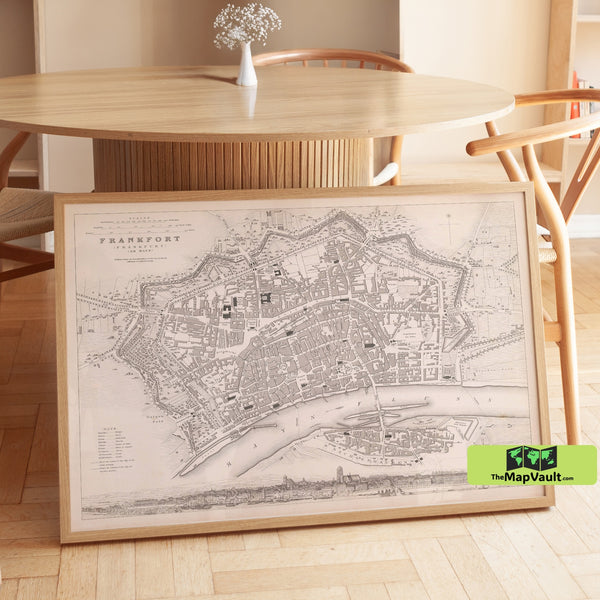 Vintage Frankfurt Map - Antique German City Plan Print