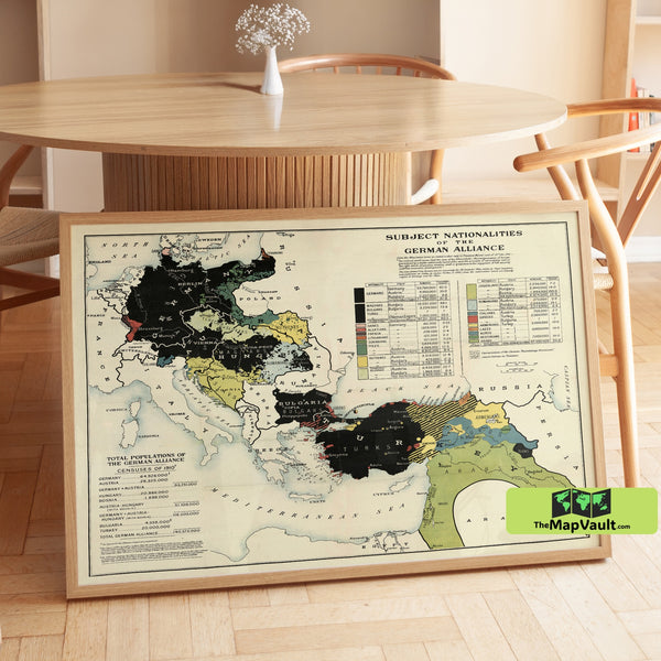 German Alliance Map - World War I Historical Military Map of Europe’s Political Landscape and Conflicts
