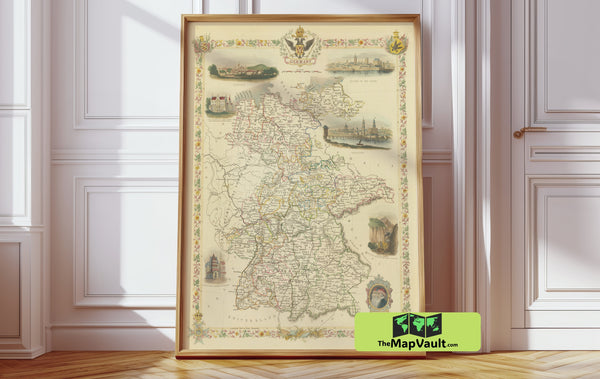 Germany 1851 Vintage Map – Relive a Patchwork of Kingdoms and Flourishing Trade Routes