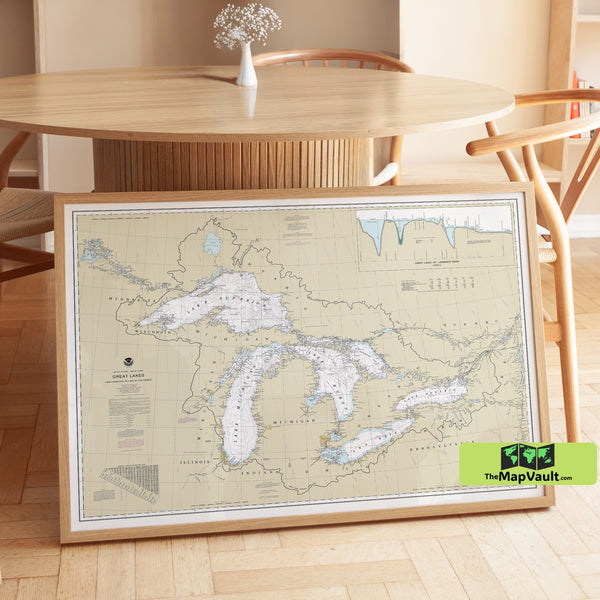 Great Lakes Navigation and Depth Chart - Modern Nautical Map from Lake Champlain to Lake of the Woods (2023)
