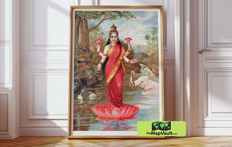 Raja Ravi Varma’s Gaja Lakshmi - A Stunning Tribute to the Divine Grace of Hindu Goddess Lakshmi