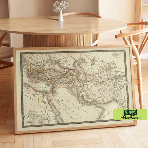 Alexander the Great’s Empire Map - Ancient World Historical Print of Conquests and Military Campaigns