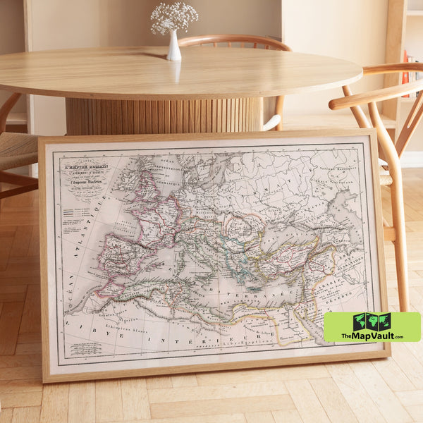 Roman Empire Historical Map - Vintage Old World Wall Art Print of Ancient Rome’s Greatest Conquests and Territories