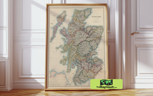 Scotland 1876 Print – A Historic Map of Scottish Landscapes for Cultural Heritage Enthusiasts