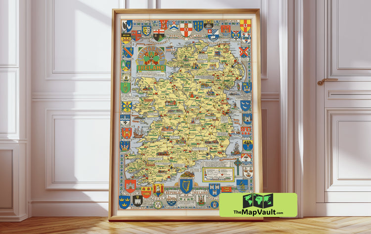 Ireland History Map Vintage Print - Trace Legendary Clans, Ancient Lands, and Evolving Borders