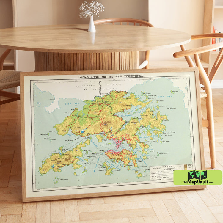 Hong Kong - Historical Map - Vintage Hong Kong and New Territories Map