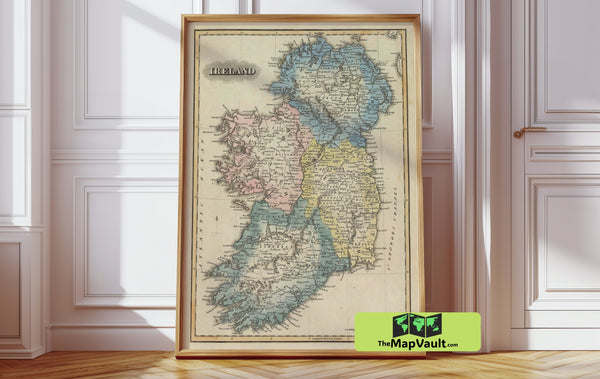 Ireland Historical Map Vintage Print – Trace Celtic Roots and Emerald Isle’s Storied Past