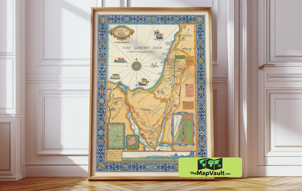 Holy Land 1845 Print – A Sacred Middle Eastern Map for Spiritual Heritage & Historical Decor Enthusiasts