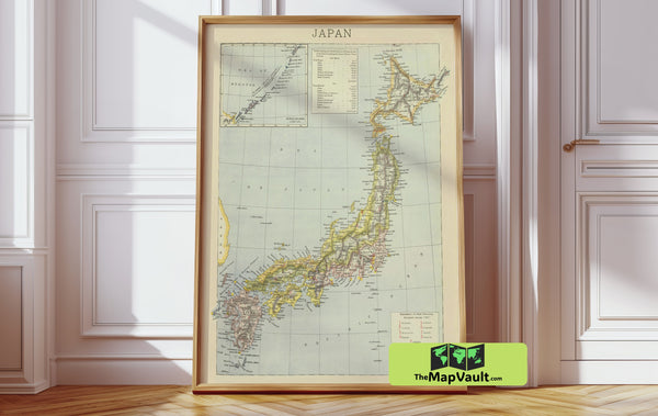 Japan Map Vintage Print – Discover an Archipelago of Tradition from Honshu to Hokkaido