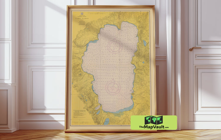 Lake Tahoe 1951 Print - A Striking California-Nevada Nautical Chart for Scenic Sierra Enthusiasts