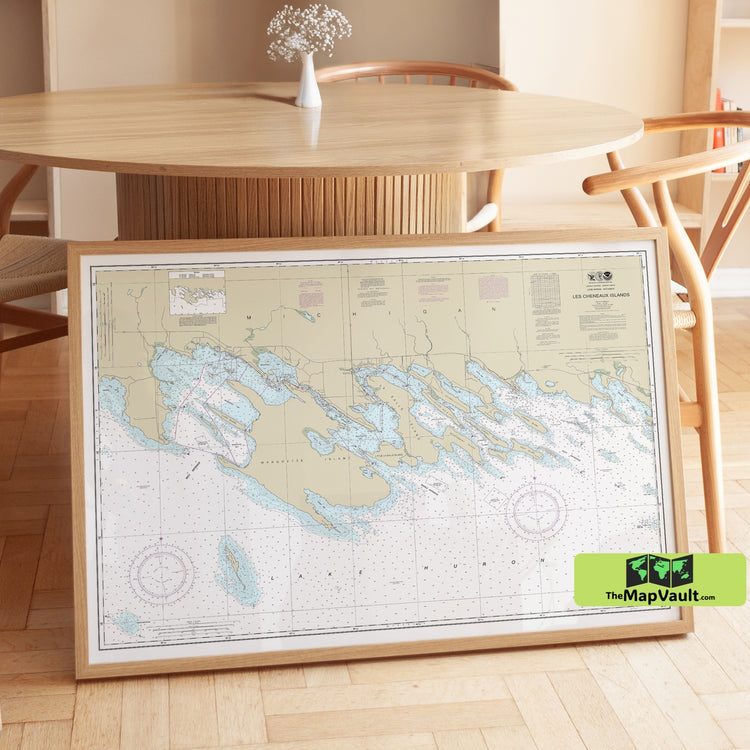 Les Cheneaux Islands - Lake Huron 1986 - Nautical Chart Print Detailed Navigation Chart of Michigan’s Inland Waterways