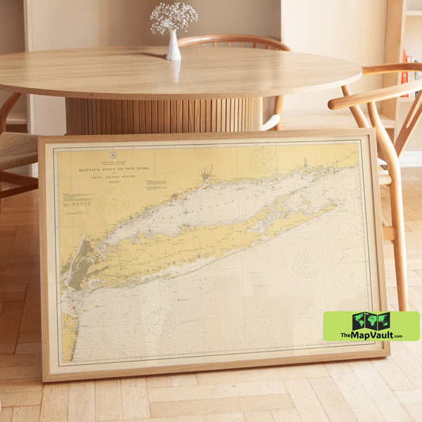 Long Island Map 1934 - Nautical Chart Print | Historical Navigation Chart of Montauk Point to New York City