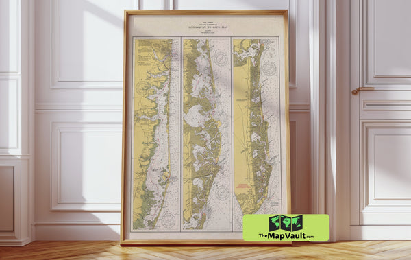 Manasquan to Cape May 1940 Print – A New Jersey Inland Waterway Chart for Atlantic Coast Boating Enthusiasts
