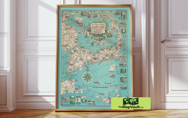 Cape Cod, Martha’s Vineyard & Nantucket 1940 Print - A Timeless New England Map for Coastal Decor Enthusiasts