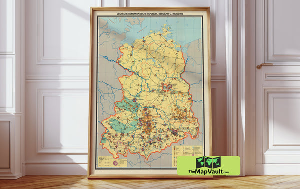 East Germany Post‑WWII 1946 Print – A Detailed Divided Nation Map for Historical & Political Decor Enthusiasts