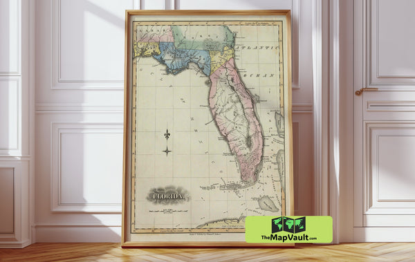 Florida Reproduction Map Print – Revel in a Peninsula of Sunlit Coasts and Frontier Ambitions