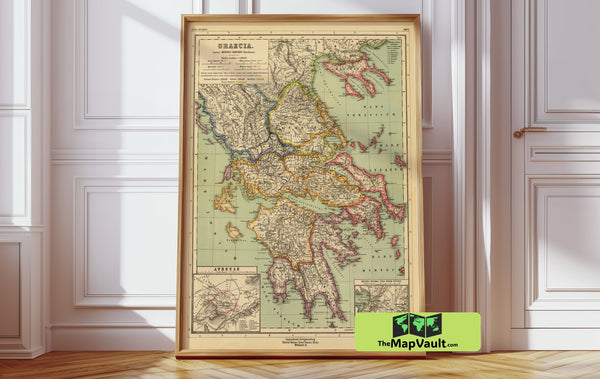 Greece Historic Map Print – Celebrate Hellenic Legacies from Epirus to Crete