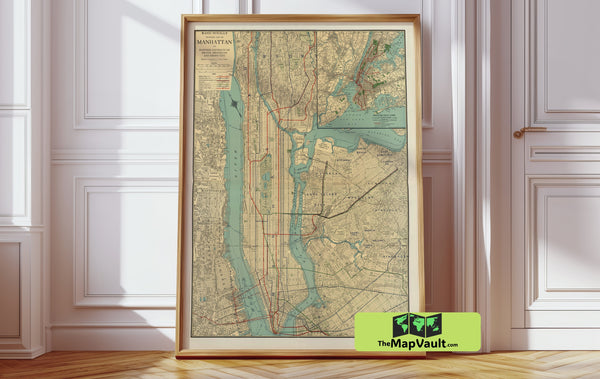 Manhattan 1924 Vintage Map Print – Unearth New York’s Fast-Paced Transformation
