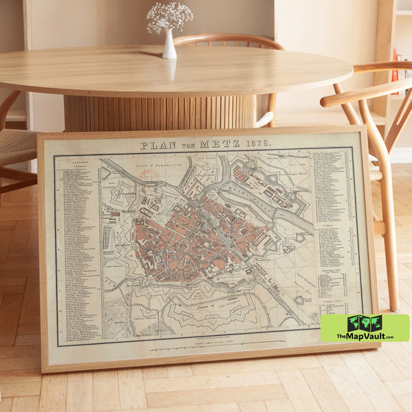 Metz Map - Old French City Plan - Vintage Cartography Reproduction