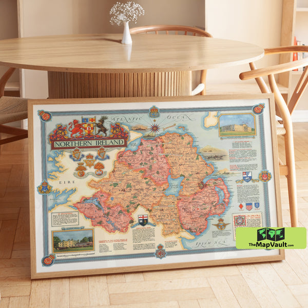 Vintage Map of Northern Ireland | Illustrated Irish History Print