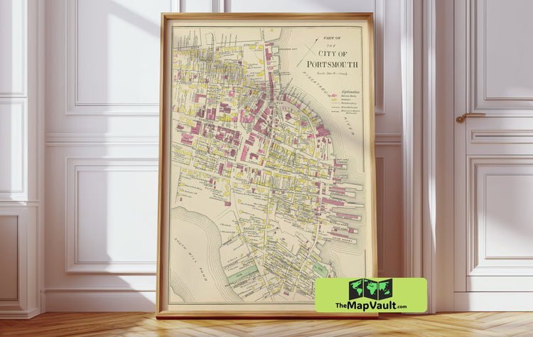 Portsmouth NH Vintage Map Print - Revel in Coastal Heritage and Colonial-Era Charm