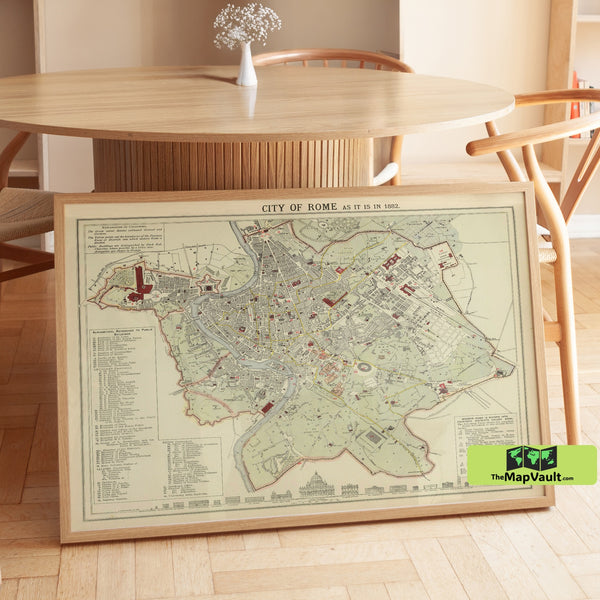 Historic Map of Rome - Antique Italian City Plan Print