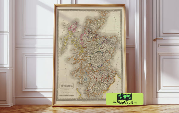 Scotland Archival Map Print – Discover Highland Vistas and Celtic Heritage