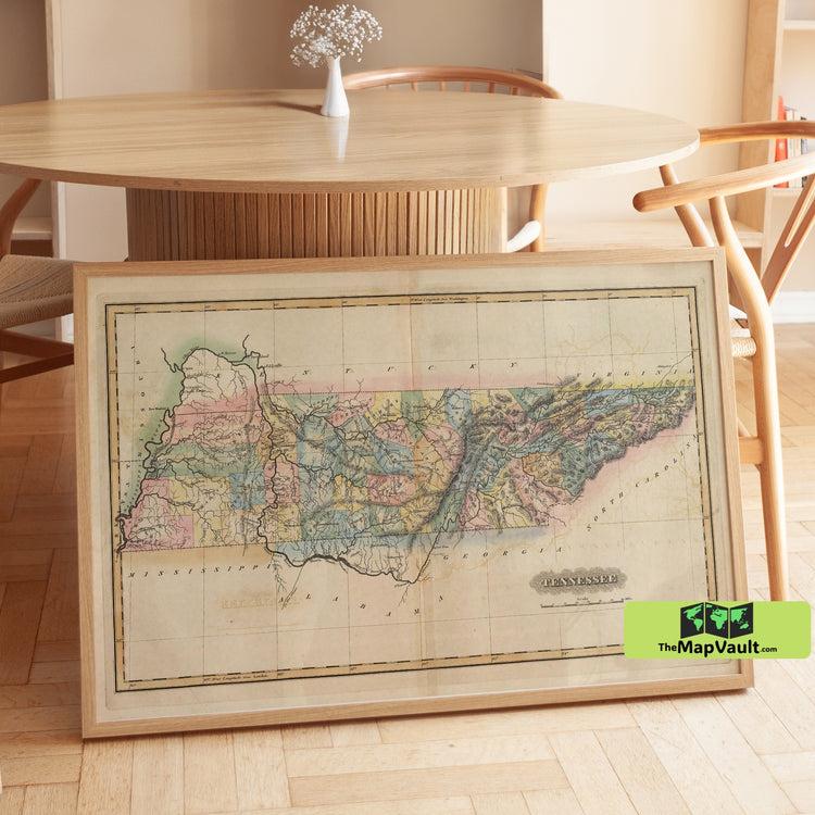 Tennessee 1826 - Historic Map - Vintage Geographic Print of Early American Cartography