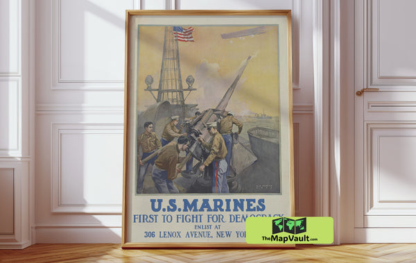 U.S. Marines Artillery Print - L.A. Shafer - Vintage WWI Military Poster