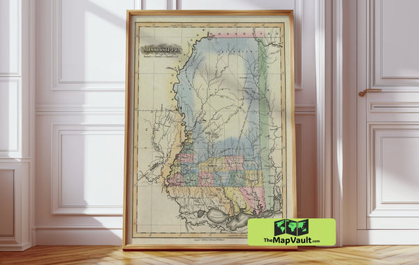 Mississippi Vintage Map Print – Explore Deep Southern Heritage and Meandering River Tales