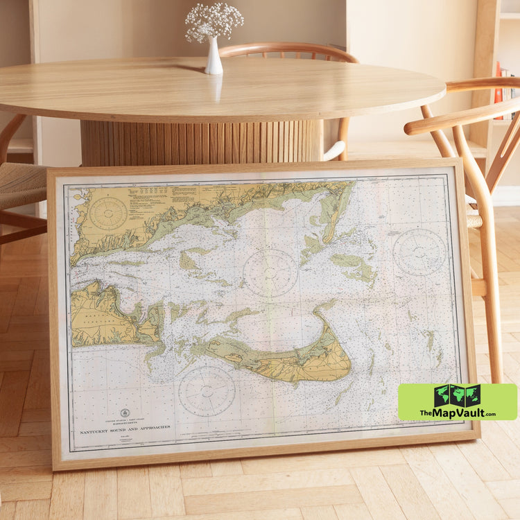 Nantucket Sound and Approaches 1933 - Nautical Chart Print Historic Maritime Navigation Map of Cape Cod & Martha’s Vineyard