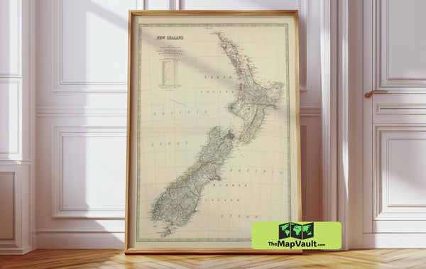 New Zealand 1879 Print – A Classic Map for Celebrating Kiwi Heritage and Scenic Regional Decor Enthusiasts