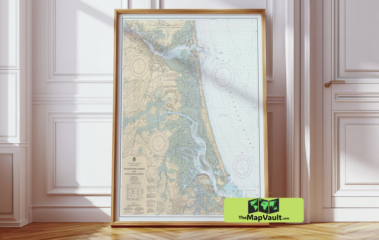 NEWBURYPORT HARBOR AND PLUM ISLAND 1988 PRINT - MODERN COASTAL MAP FOR MASSACHUSETTS SEASIDE LOVERS