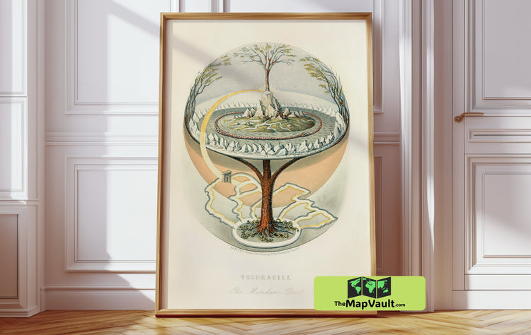 1898 Norse Mythology Yggdrasil Print - Ancient Sacred Tree Artwork for Nordic Enthusiasts
