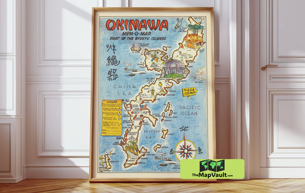 Okinawa 1945 Print – A Historic Ryukyu Islands Map for Japanese Maritime Heritage and Cultural Decor Enthusiasts