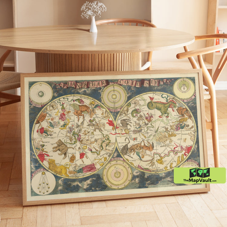 Celestial Map 1750 Poster - Astronomic Vintage Chart for Star-Gazing Enthusiasts