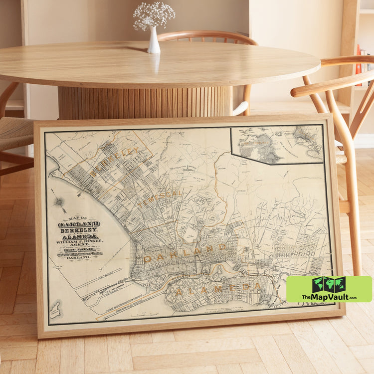 Oakland California 1884 Map Poster - Early Bay Area Layout for Urban Development Fans