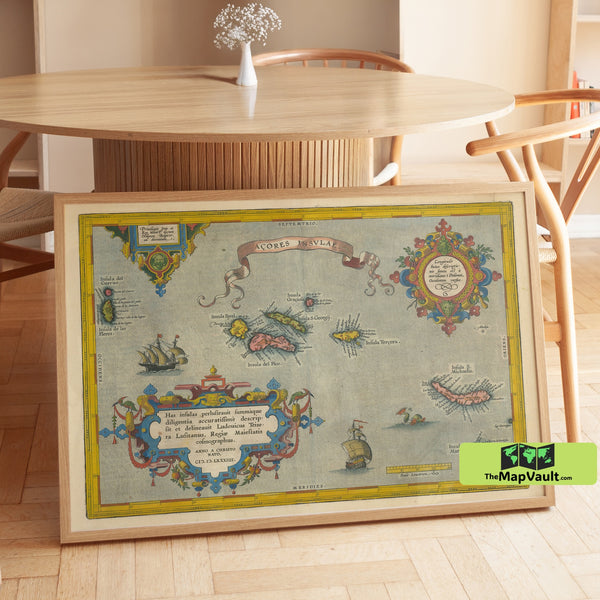 Azores Islands 1584 Map Poster – Early Portuguese Sea Chart for Atlantic Passage Aficionados
