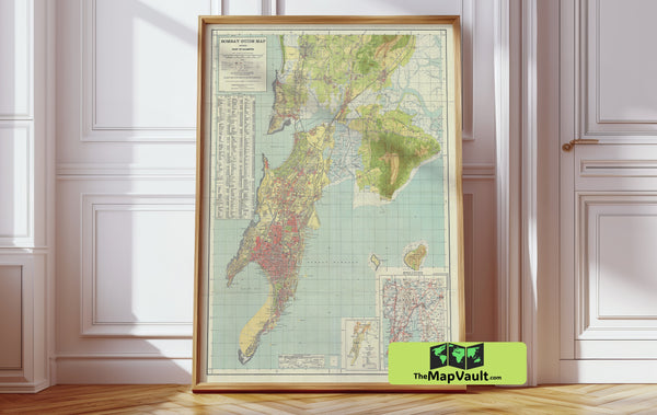 Bombay Guide Map 1933 - Detailed Vintage Map of Mumbai - Historical Indian City Print