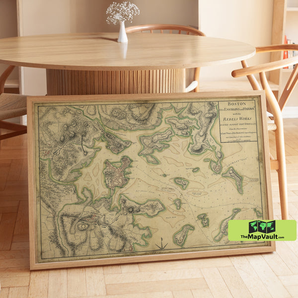 Boston 1775 Map Poster – Revolutionary-Era Print for Early American History Lovers