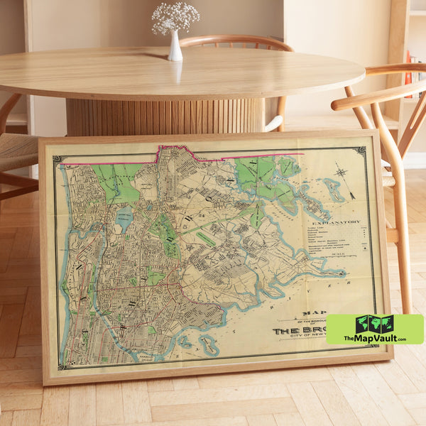 Bronx 1900 Old Map Poster – Classic New York Print for Urban Exploration Buffs