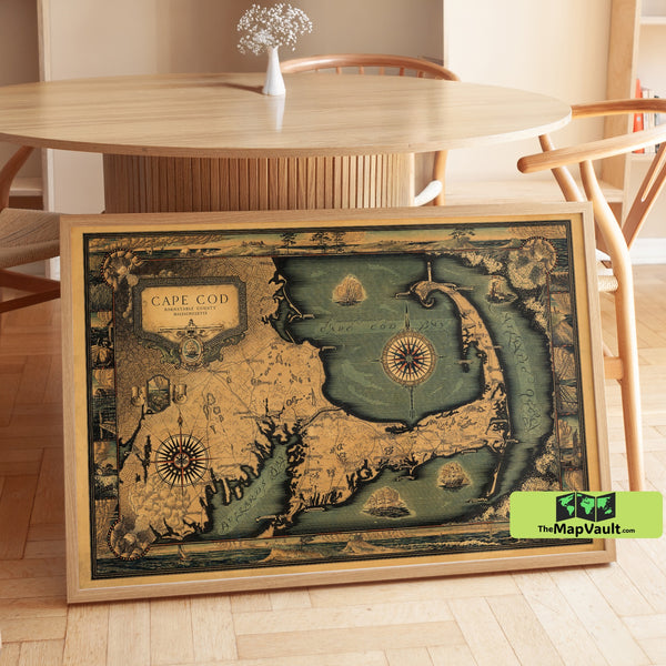 Cape Cod 1931 Map Poster – Vintage Massachusetts Coastal Print for Seaside Exploration